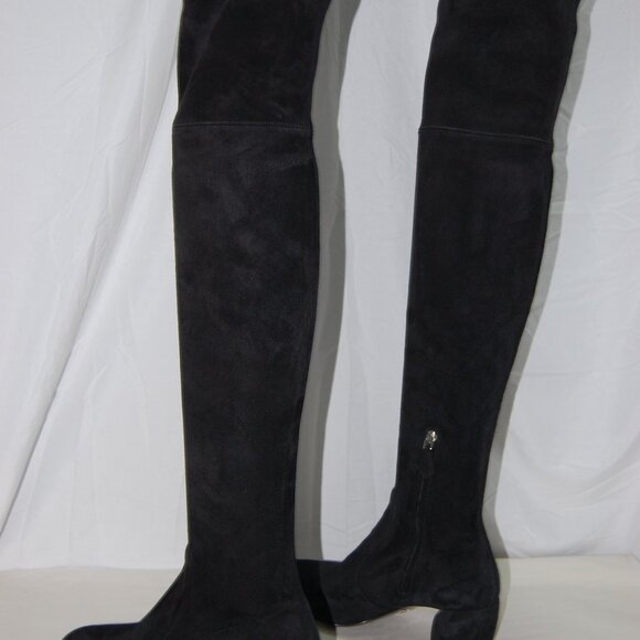 39/US9❤️ PRADA Stretch Suede Leather Over Knee High Heels Tall Boots ITALY OTK - Picture 6 of 15